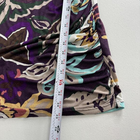 M Missoni Dress Womens Medium Purple Floral Abstract Ruched Faux Wrap Cocktail - Picture 14 of 16